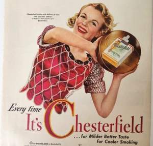Basketball Woman Chesterfield Vintage 1942 Ad Magazine Print Ad - Picture 1 of 6