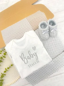 Personalised Grey Baby Vest Gift Set - Picture 1 of 3
