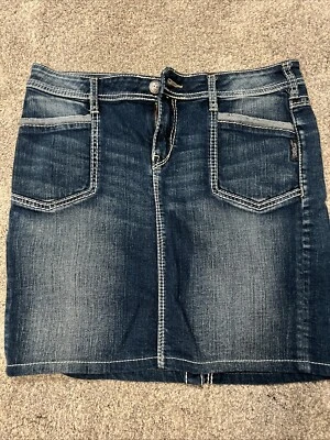 Falda negra de mezclilla plateada para mujer talla W30 Foto 1 de 4