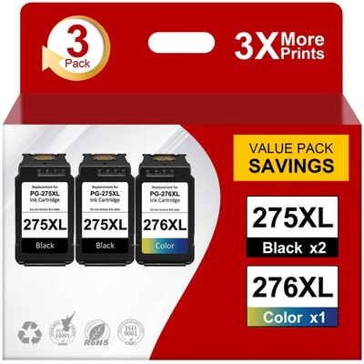 2PK PG-275XL CL-276XL Ink Cartridge for Canon 275 276 Pixma TS3522 TS3520 TR4722 - Image 1 of 4