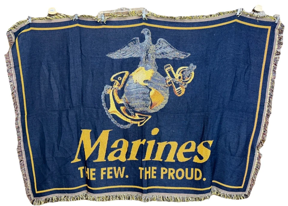 Manta DE COLECCIÓN MARINA AZUL con letras doradas The Few The Proud 70x50" Foto 1 de 1