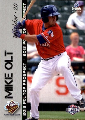 Mike Olt 2013 布兰特太平洋海岸联赛顶级前景 #25 RC 亲笔签名丹 — 第 1/2 张图片