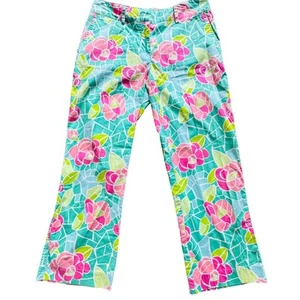 Lilly Pulitzer Capri Hose grün Cote D’Azur Mosaik Print Gr. 2 90er weiß Etikett - Bild 1 von 7
