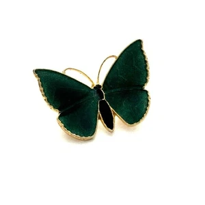 Vintage grüne Emaille Schmetterling Anstecknadel - Bild 1 von 3