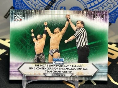 2021 TOPPS WWE THE MIZ/JOHN MORRISON SMACKDOWN TAG TEAM Green PARALLEL #ed 45/99 - Image 1 of 2