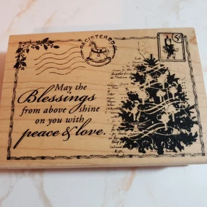 Recollections CHRISTMAS NOEL Holiday Postal Sayings Wood Mount Rubber Stamp - Picture 1 of 7