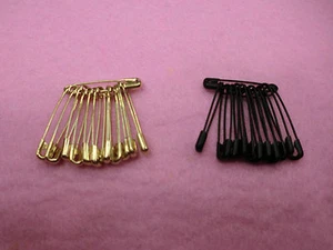 12 SPILLE DI SICUREZZA ORO / NERO N°0 LUNGHEZZA cm 2,8 - Picture 1 of 3