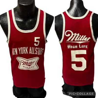 Vtg 60's Empire Red MILLER HIGH LIFE Promo BEER Jersey New York All Stars Shirt - Image 1 of 4