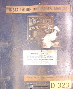 DeVlieg K, Spiromatic Jigmil, Installation and Parts Manual Year (1971) - Picture 1 of 4