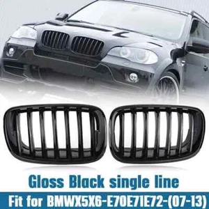 Front Bumper Kidney Grilles Gloss Black ABS For BMW X5 E70 X6 E71 100% OEM - Picture 1 of 7