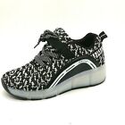 Sport Womens Wedge Light Up Sole Lace Up Sneaker Cushion Black/White EUR 39 NEW