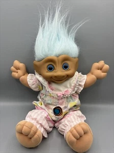 ACE Novelty Treasure Troll Doll Plush Blue Eyes Heart Belly Button Gem 15” READ - Picture 1 of 19