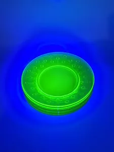 Uranium Depression Glass 7.5" Plates Lot Set Of 6 Vintage Green Vaseline - Picture 1 of 8