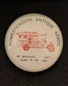 Antigua asociación de colonos vintage Mt. Pin de botón Brydges Ontario 1982 - Imagen 1 de 4