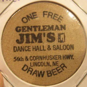 Níquel de madera vintage Gentleman Jim's Dance Hall Lincoln, NE - ficha Nebraska - Imagen 1 de 2