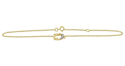Diamond Two Dolphin Anklet Bracelet 10k Yellow Gold 9" - Image 1 of 3