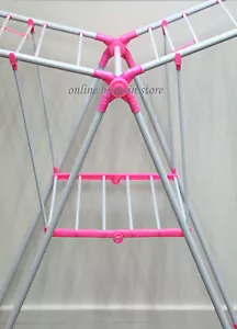 2 Tier Pink Aluminium Clothes Cloth Drying Rack Airer Indoor Outdoor Folding 35M - Picture 1 of 3