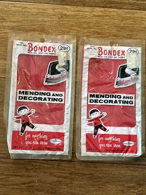 Vintage Bondex Iron On Stay On Fabric ATOM RED Mending & Decoratin 7x15" ART 1.2 - Image 1 of 4