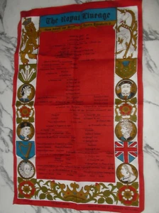 The Royal Lineage rotes irisches Leinentuch hängt UK britische Geschichte Könige Königinnen - Bild 1 von 4