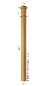 F-4075S Fluted Solid Red Oak Plain Box Newel Post - Picture 1 of 2