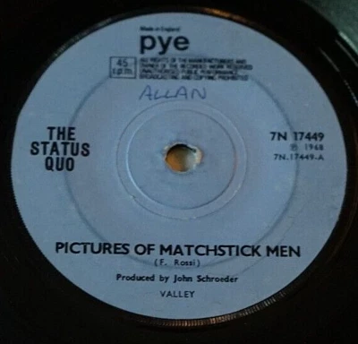 The Status Quo Pictuers Of Matchstick Men Gentlemen Joes Sideways Cafe 7" Record - Image 1 of 4