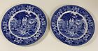Vintage Set Of 2 White And Blue Plates Blue Scenic Made In Japan