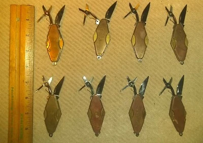 Navaja de Bolsillo BTS 2.75" Japón Rara Forma Elíptica - Latón Madera Hoja Tijeras Una Foto 1 de 4