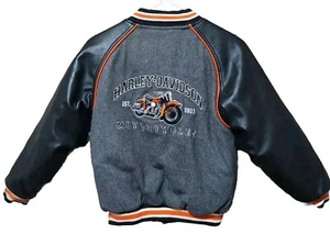 Harley Davidson Jacket Youth Kids Medium Leather Coat Biker Motorcycles - Picture 1 of 11