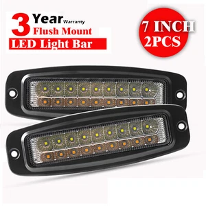 2x 7" Flush Mount 180W LED Pods Work Light Bar Spot Flood Driving Reverse Truck - Picture 1 of 10