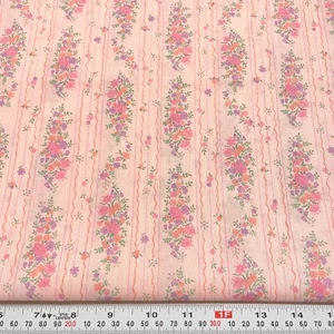 Vintage Florals on Pink Unbranded Cotton Blend Fabric Remnant 48" x 35" - Picture 1 of 2