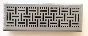 4x14in Decorative Floor Register Vent with Mesh Cover Trap Basketweave LightGrey - Picture 1 of 4