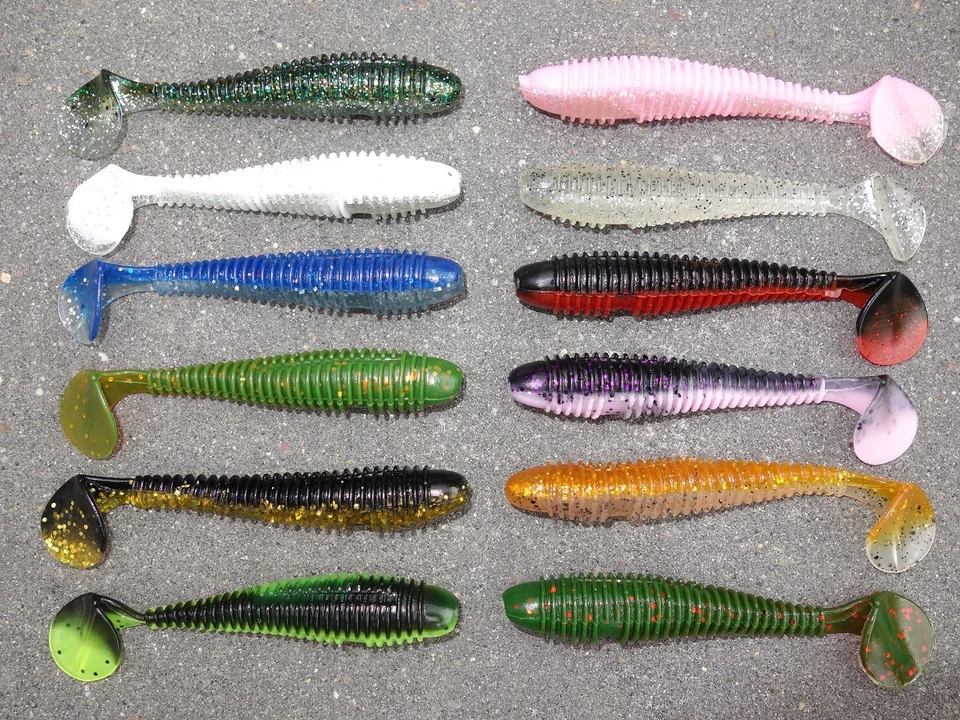 2 Kaito 9,5cm FAT Bass Worm Shad Gummifisch Köder Stint Easy NEU alle Farben - Bild 1 von 1