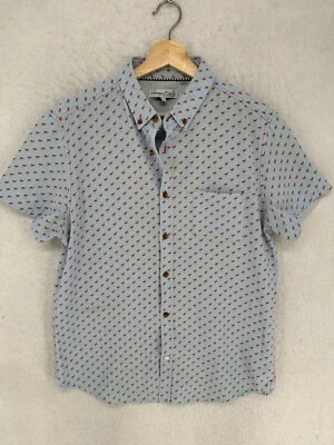 Sovereign Code Button Down Shirt Mens Large Flamingo Tropical Short Sleeve Blue* - Image 1 of 4