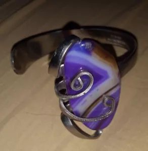 Tramontina Brazil Chevron Amethyst (Dream Amethyst) Fork Bracelet - Picture 1 of 4