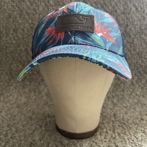 Vineyard Vines Mütze Kappe Herren Einheitsgröße blau Blumen Trucker verstellbar Druckknopflasche Wal - Bild 1 von 12