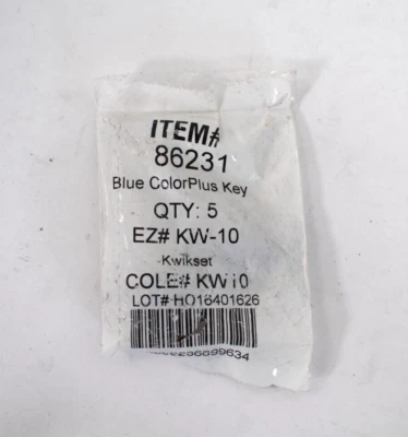 Lot of 5 Hillman Blue ColorPlus Key Blanks Universal Single Sided 86231 - Image 1 of 4