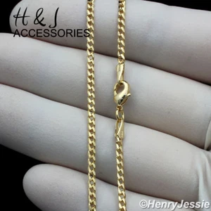 24"MEN WOMEN 18K Gold Filled 2mm Gold Cuban Curb Link Chain Necklace*AGFN3 - Picture 1 of 3