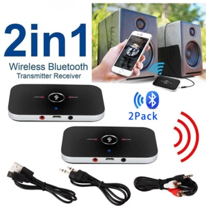 2 Long Range Bluetooth Transmitter Receiver For TV Home Car Stereo Audio Adapter - Picture 1 of 12
