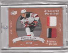 2008-09 UPPER DECK ARTIFACTS TREASURED SWATCHES PATRIK ELIAS 43/50 3 Color Patch