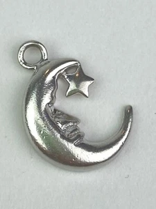 Sterling Silver Man In The Moon Charm / Pendant - 1.09g / "925 HB" - Picture 1 of 8
