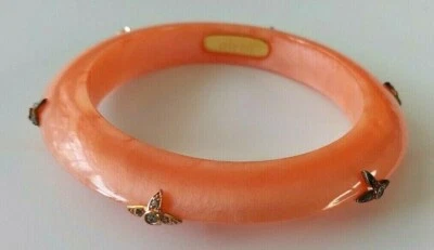 BRAZALETE MIRIAM SALAT MIRIM RESINA 925 FLORES ESTERLINAS PEDRERÍA MELOCOTÓN Foto 1 de 4