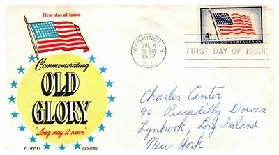 1957 FDC US Fluegel Old Glory Long May it Wave 17 Stars 4cents Washington D.C. - Image 1 of 3