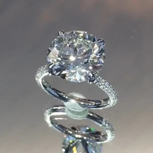4.85 TCW Round Moissanite Big Solitaire Engagement Proposal Ring 14k White Gold - Picture 1 of 13