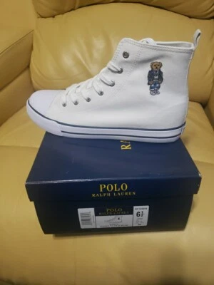 ZAPATILLAS POLO RALPH LAUREN JUNIORS 6.5 BLANCO LONA HAMPTYN BEAR TOPS Foto 1 de 2