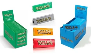 RIZLA REGULAR ROLLING PAPERS - BOX OF 100 THIN BLUE SILVER GREEN RED LIQUORICE . - Picture 1 of 6