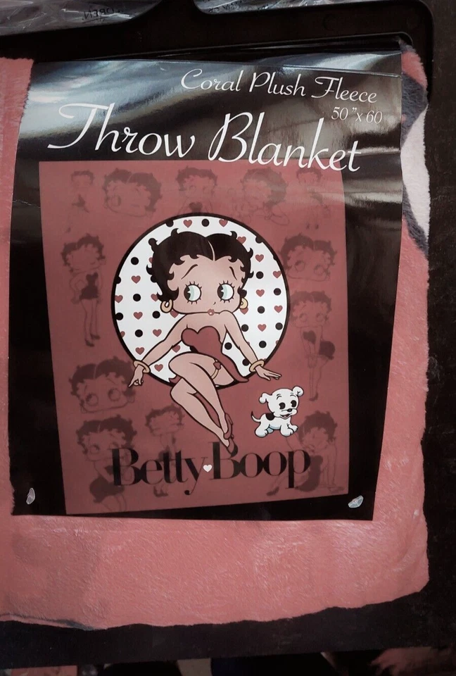 New Betty Boop (Coral) Fleece Throw Blanket - Image 1 of 4