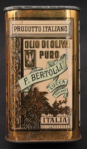 Antica Scatola Latta Bidone Pubblicità Olio di Oliva Puro Bertolli Esportazione - Picture 1 of 10