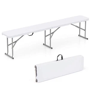 Portable Folding Bench w/Convenient Handle Non-slip Foot Pads Sturdy Metal Legs - Picture 1 of 9
