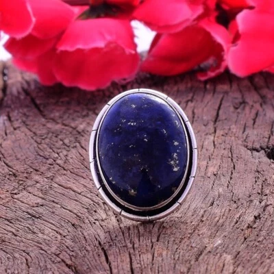 Incredibile Lapislazzuli Gemma 925 Argento Sterling Handmade Anello 18.4cm - Immagine 1 di 3