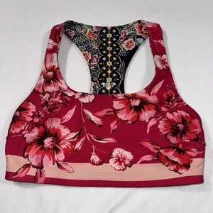 JOHNNY WAS Bee Active Reversible Sports Bra Womens Size XS Pink Floral Colorful - Picture 1 of 8